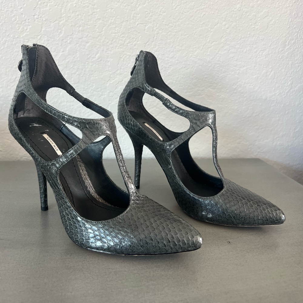 Leon Max Snakeskin Leather Stilettos